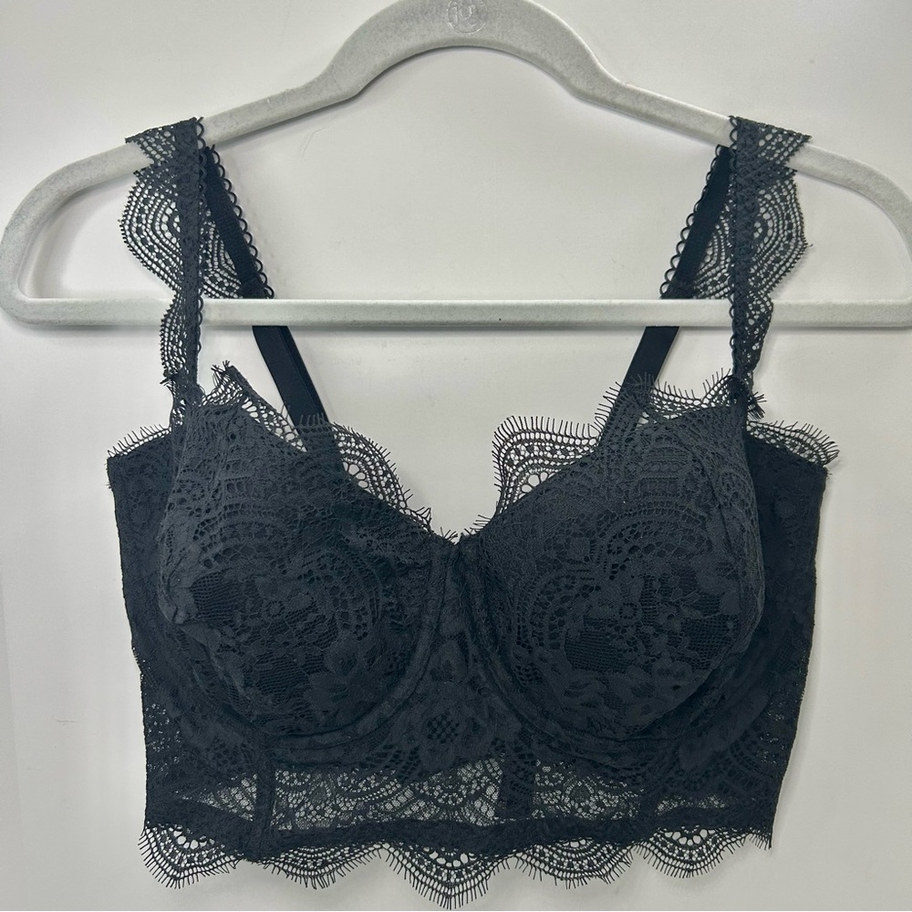 Victoria's Secret Dream Angels Black Lace Bustier Bra 38DD
